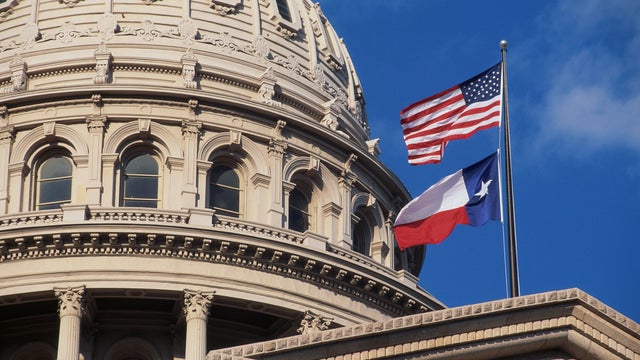 Texas State Capitol Dome and Flags 